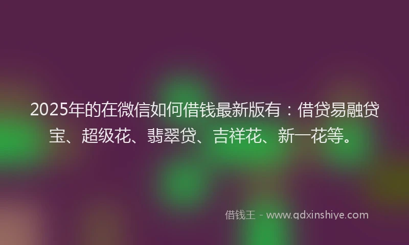 2025年的在微信如何借钱最新版有：借贷易融贷宝、超级花、翡翠贷、吉祥花、新一花等。