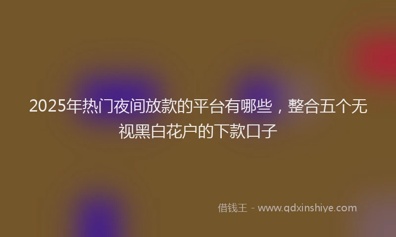 2025年热门夜间放款的平台有哪些，整合五个无视黑白花户的下款口子