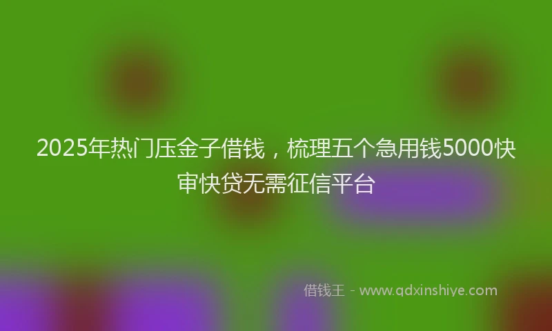 2025年热门压金子借钱，梳理五个急用钱5000快审快贷无需征信平台
