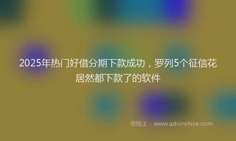 2025年热门好借分期下款成功，罗列5个征信花居然都下款了的软件