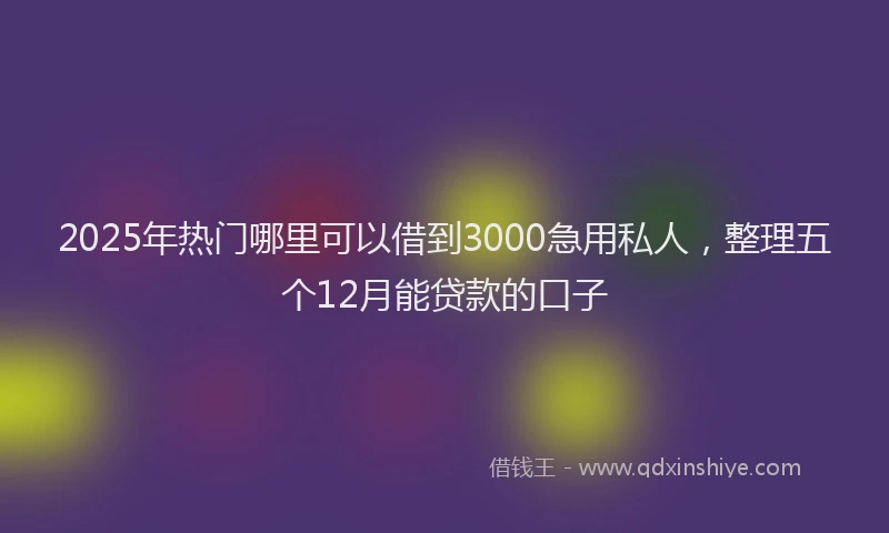2025年热门哪里可以借到3000急用私人，整理五个12月能贷款的口子