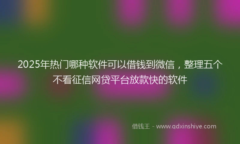 2025年热门哪种软件可以借钱到微信，整理五个不看征信网贷平台放款快的软件