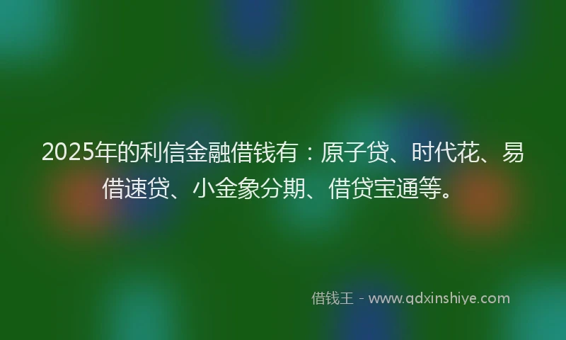 2025年的利信金融借钱有：原子贷、时代花、易借速贷、小金象分期、借贷宝通等。