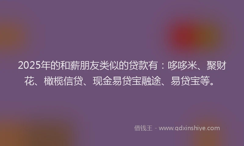 2025年的和薪朋友类似的贷款有：哆哆米、聚财花、橄榄信贷、现金易贷宝融途、易贷宝等。