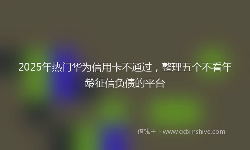 2025年热门华为信用卡不通过，整理五个不看年龄征信负债的平台
