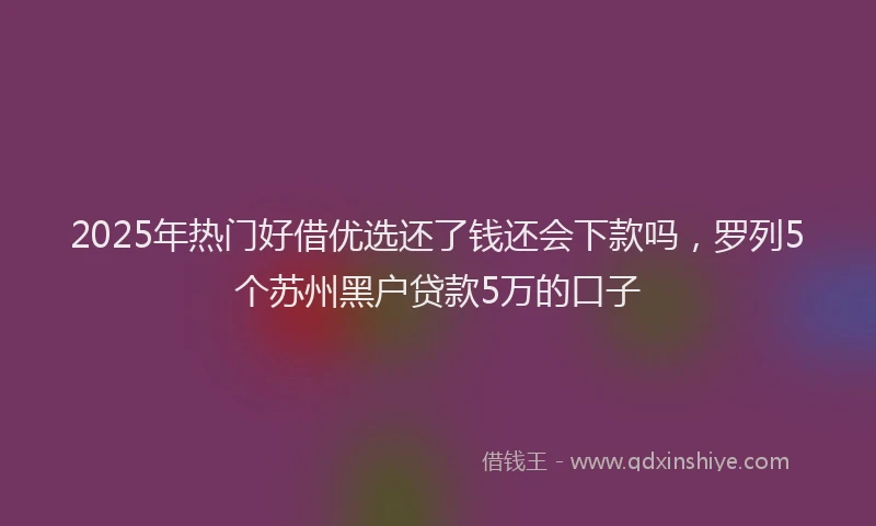2025年热门好借优选还了钱还会下款吗，罗列5个苏州黑户贷款5万的口子