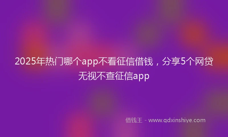 2025年热门哪个app不看征信借钱，分享5个网贷无视不查征信app