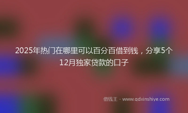 2025年热门在哪里可以百分百借到钱，分享5个12月独家贷款的口子