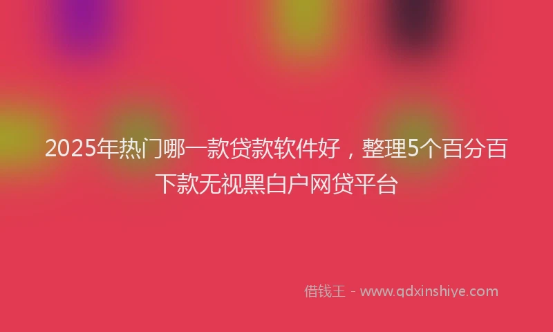 2025年热门哪一款贷款软件好，整理5个百分百下款无视黑白户网贷平台