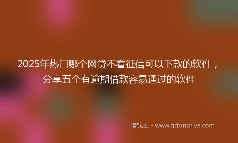 2025年热门哪个网贷不看征信可以下款的软件，分享五个有逾期借款容易通过的软件