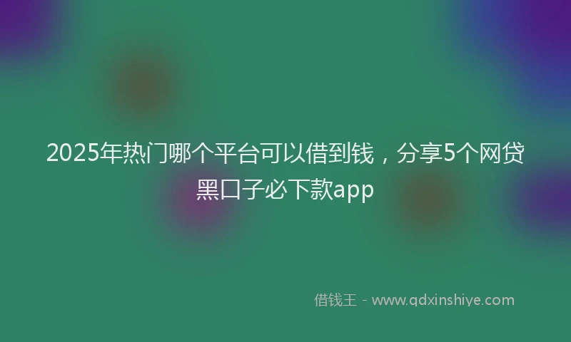 2025年热门哪个平台可以借到钱，分享5个网贷黑口子必下款app