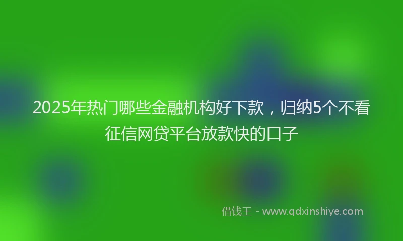 2025年热门哪些金融机构好下款，归纳5个不看征信网贷平台放款快的口子