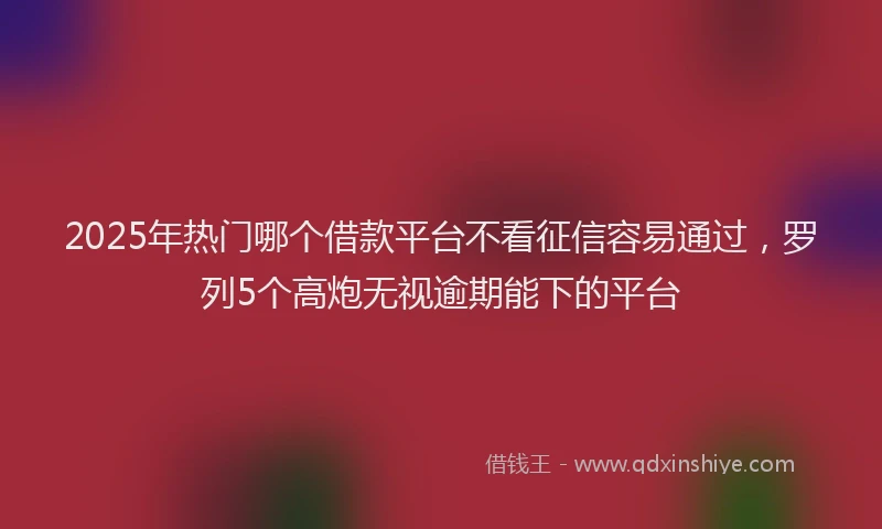 2025年热门哪个借款平台不看征信容易通过，罗列5个高炮无视逾期能下的平台