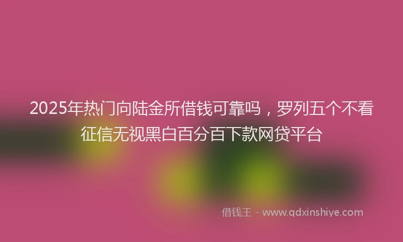 2025年热门向陆金所借钱可靠吗，罗列五个不看征信无视黑白百分百下款网贷平台