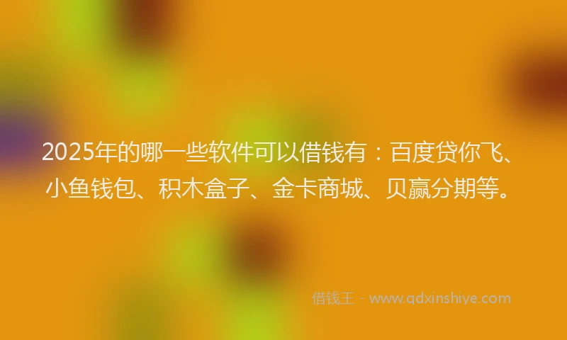 2025年的哪一些软件可以借钱有：百度贷你飞、小鱼钱包、积木盒子、金卡商城、贝赢分期等。