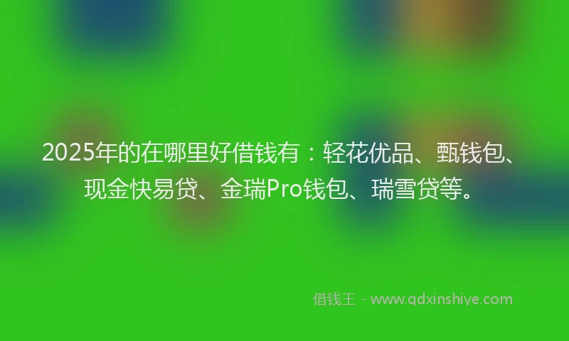 2025年的在哪里好借钱有：轻花优品、甄钱包、现金快易贷、金瑞Pro钱包、瑞雪贷等。