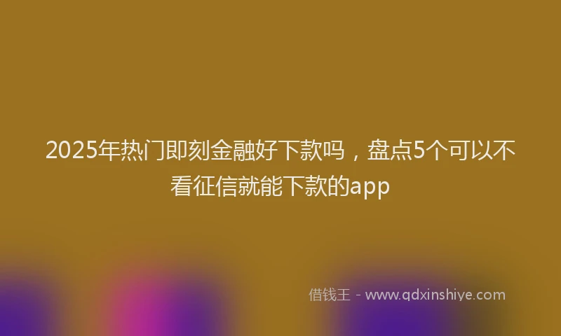 2025年热门即刻金融好下款吗，盘点5个可以不看征信就能下款的app
