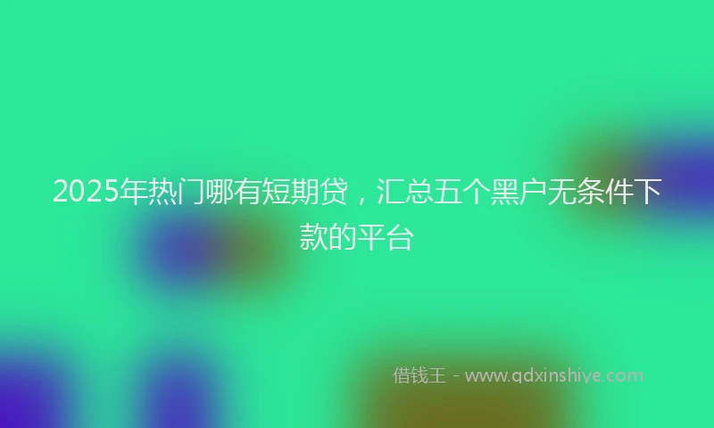2025年热门哪有短期贷，汇总五个黑户无条件下款的平台