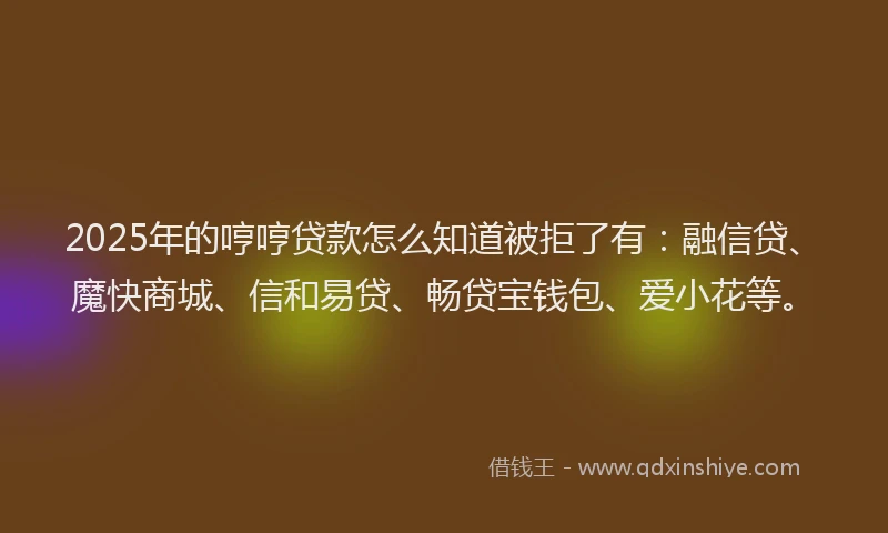 2025年的哼哼贷款怎么知道被拒了有：融信贷、魔快商城、信和易贷、畅贷宝钱包、爱小花等。