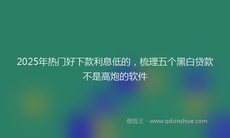 2025年热门好下款利息低的，梳理五个黑白贷款不是高炮的软件