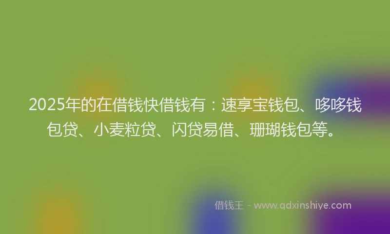 2025年的在借钱快借钱有：速享宝钱包、哆哆钱包贷、小麦粒贷、闪贷易借、珊瑚钱包等。