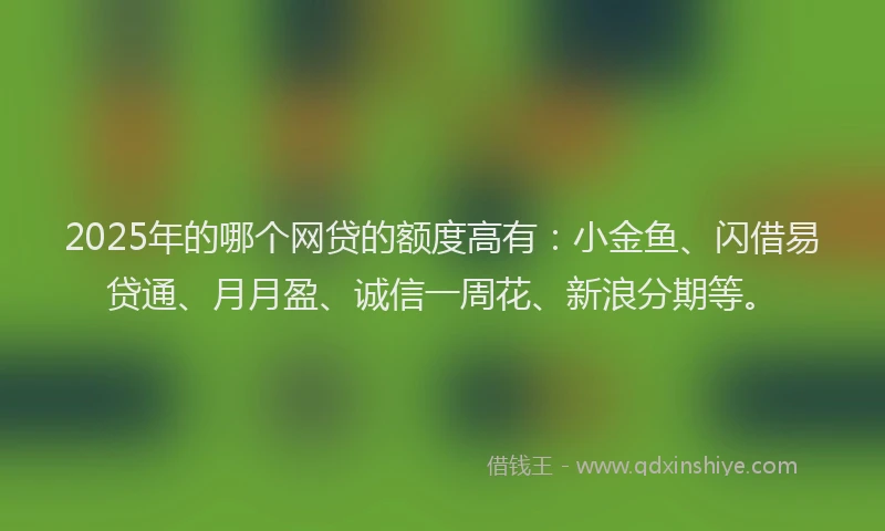 2025年的哪个网贷的额度高有：小金鱼、闪借易贷通、月月盈、诚信一周花、新浪分期等。