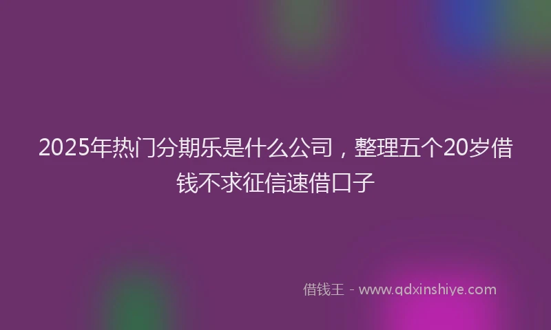 2025年热门分期乐是什么公司，整理五个20岁借钱不求征信速借口子