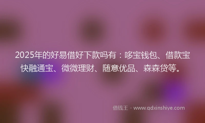 2025年的好易借好下款吗有：哆宝钱包、借款宝快融通宝、微微理财、随意优品、森森贷等。