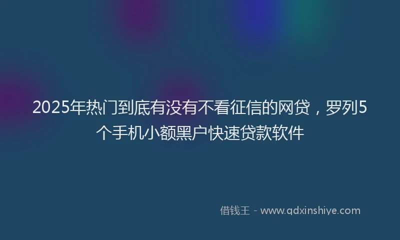 2025年热门到底有没有不看征信的网贷，罗列5个手机小额黑户快速贷款软件