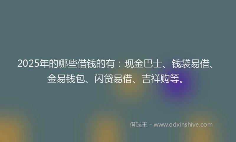 2025年的哪些借钱的有：现金巴士、钱袋易借、金易钱包、闪贷易借、吉祥购等。