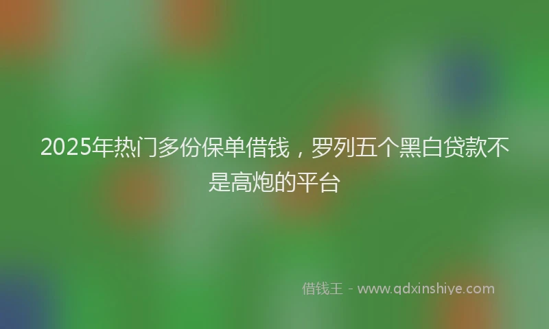 2025年热门多份保单借钱，罗列五个黑白贷款不是高炮的平台