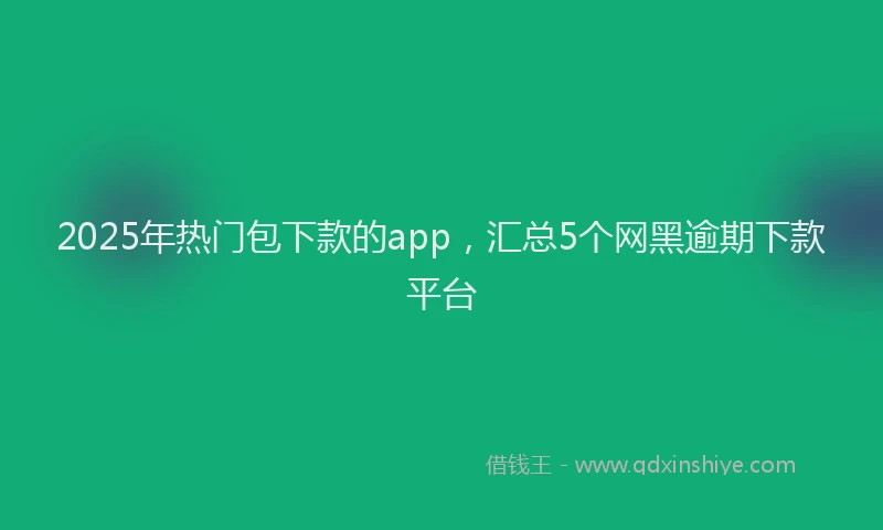 2025年热门包下款的app，汇总5个网黑逾期下款平台