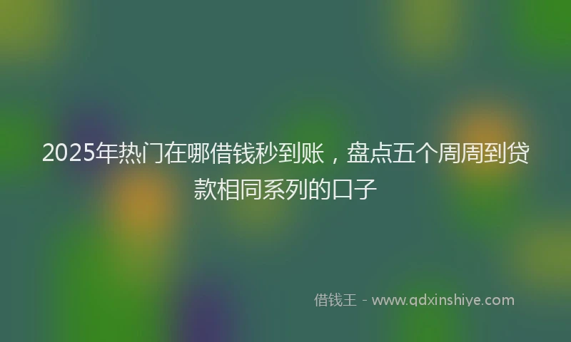 2025年热门在哪借钱秒到账，盘点五个周周到贷款相同系列的口子