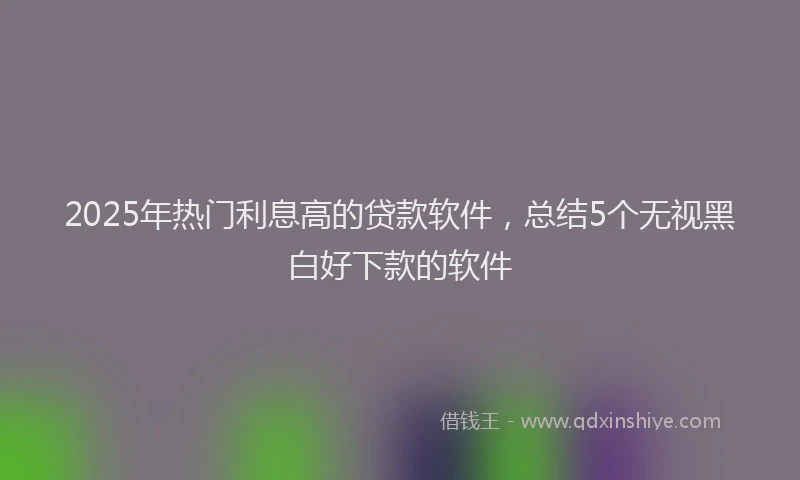 2025年热门利息高的贷款软件，总结5个无视黑白好下款的软件
