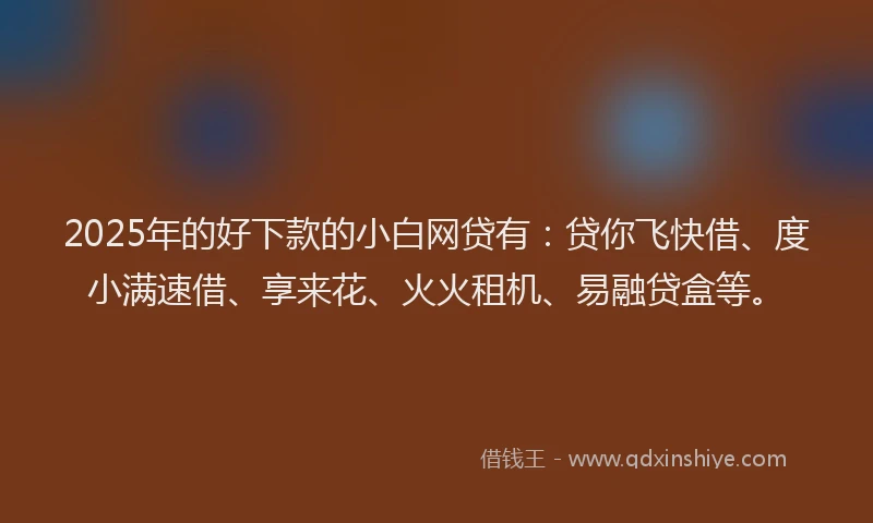 2025年的好下款的小白网贷有：贷你飞快借、度小满速借、享来花、火火租机、易融贷盒等。