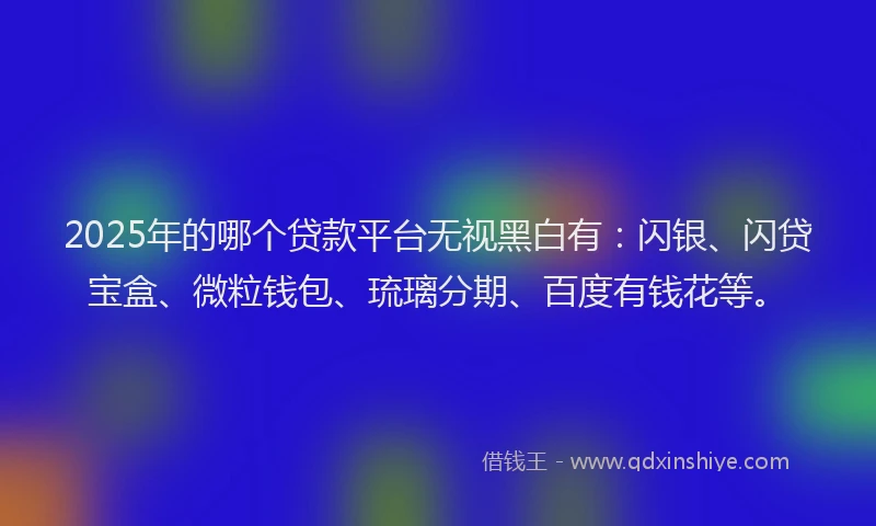 2025年的哪个贷款平台无视黑白有：闪银、闪贷宝盒、微粒钱包、琉璃分期、百度有钱花等。