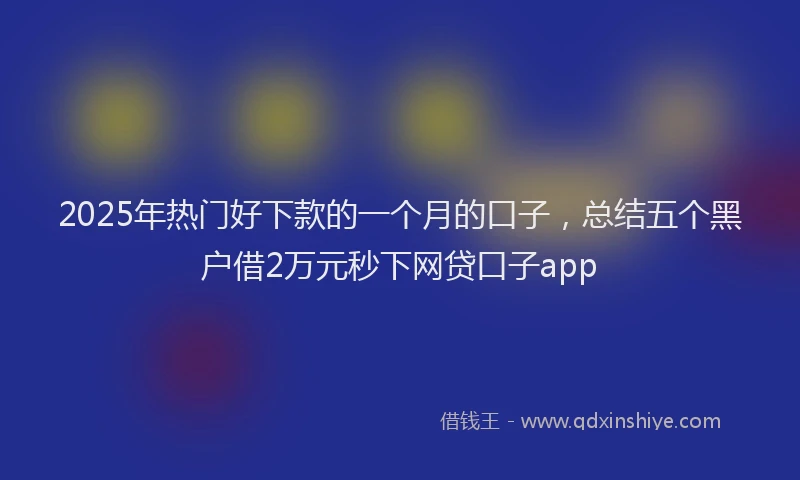 2025年热门好下款的一个月的口子，总结五个黑户借2万元秒下网贷口子app