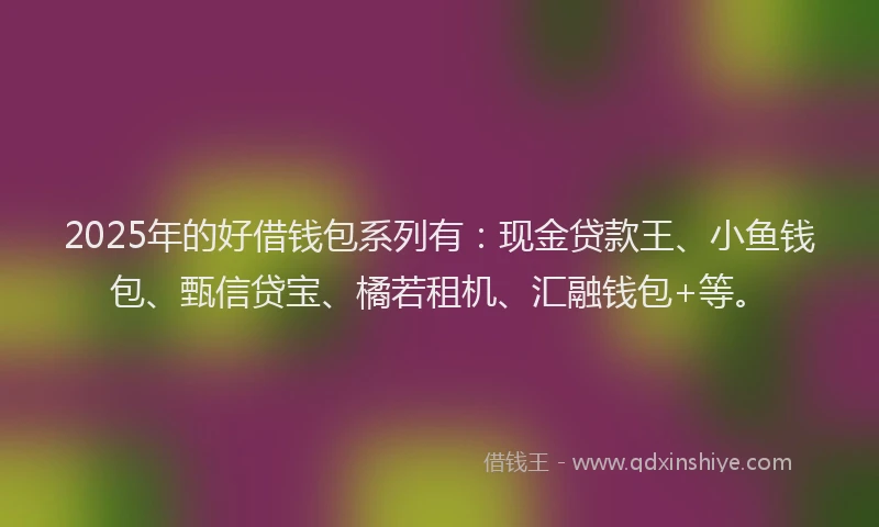 2025年的好借钱包系列有：现金贷款王、小鱼钱包、甄信贷宝、橘若租机、汇融钱包+等。