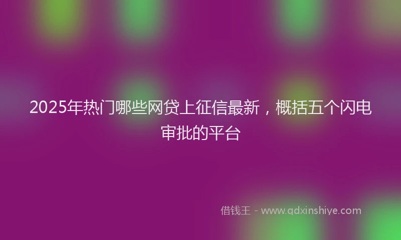 2025年热门哪些网贷上征信最新，概括五个闪电审批的平台