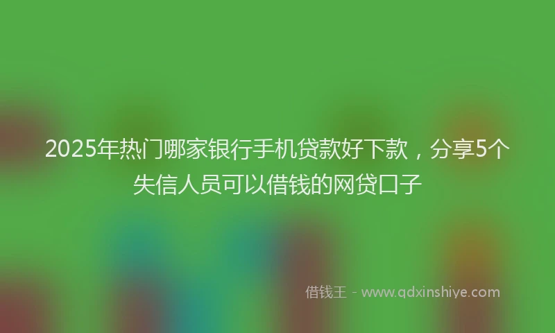 2025年热门哪家银行手机贷款好下款，分享5个失信人员可以借钱的网贷口子