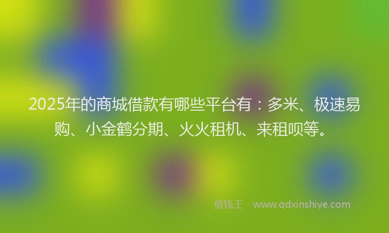 2025年的商城借款有哪些平台有：多米、极速易购、小金鹤分期、火火租机、来租呗等。