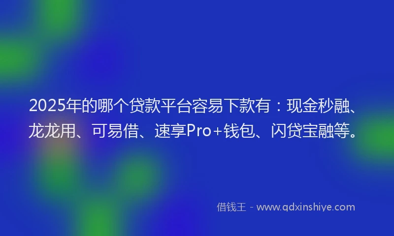 2025年的哪个贷款平台容易下款有：现金秒融、龙龙用、可易借、速享Pro+钱包、闪贷宝融等。