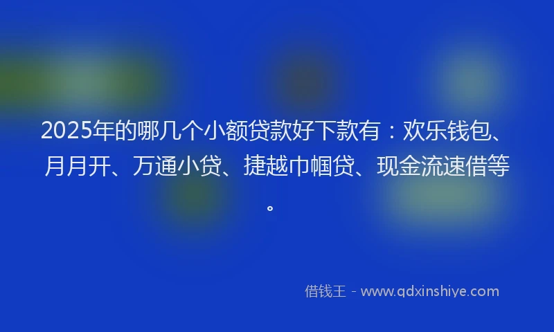 2025年的哪几个小额贷款好下款有：欢乐钱包、月月开、万通小贷、捷越巾帼贷、现金流速借等。
