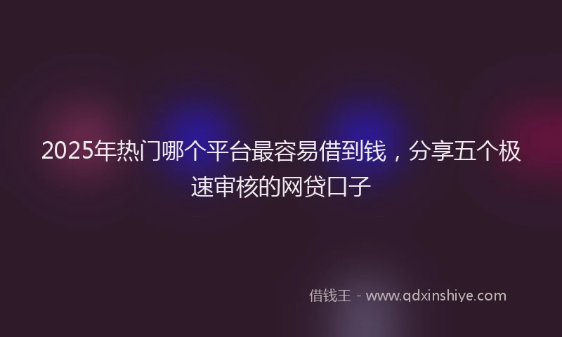 2025年热门哪个平台最容易借到钱，分享五个极速审核的网贷口子