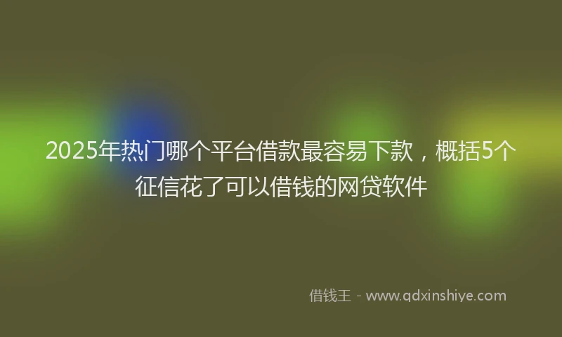 2025年热门哪个平台借款最容易下款，概括5个征信花了可以借钱的网贷软件
