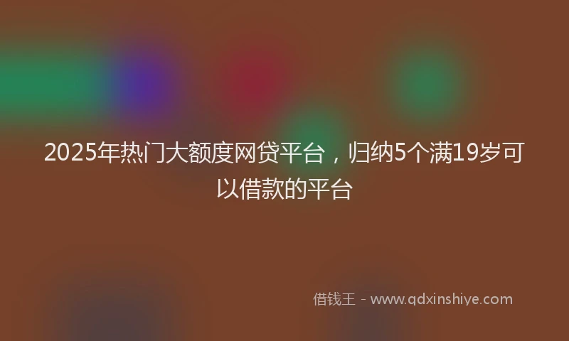 2025年热门大额度网贷平台，归纳5个满19岁可以借款的平台