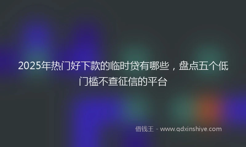 2025年热门好下款的临时贷有哪些，盘点五个低门槛不查征信的平台