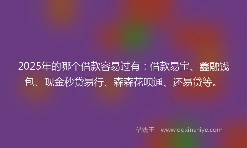 2025年的哪个借款容易过有：借款易宝、鑫融钱包、现金秒贷易行、森森花呗通、还易贷等。
