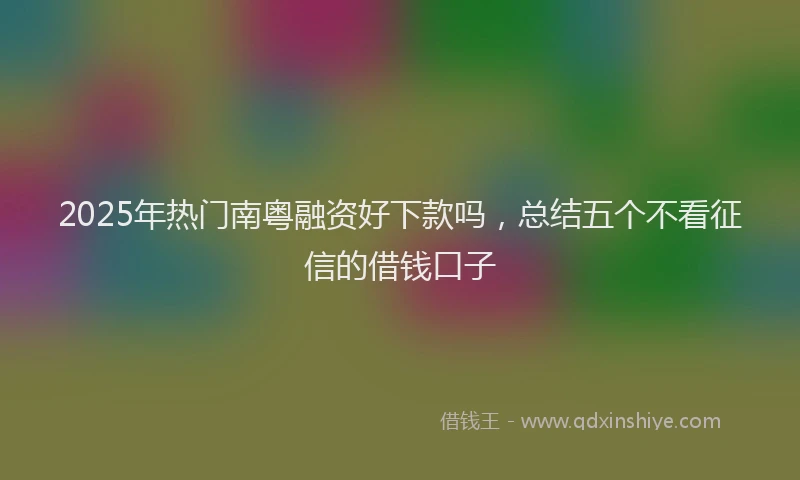 2025年热门南粤融资好下款吗，总结五个不看征信的借钱口子