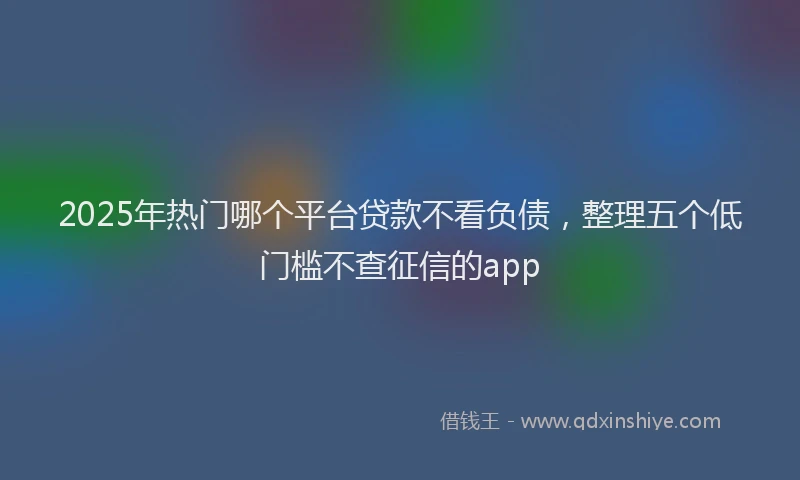 2025年热门哪个平台贷款不看负债，整理五个低门槛不查征信的app
